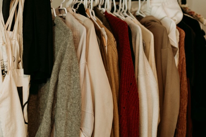 messy clothes in closet